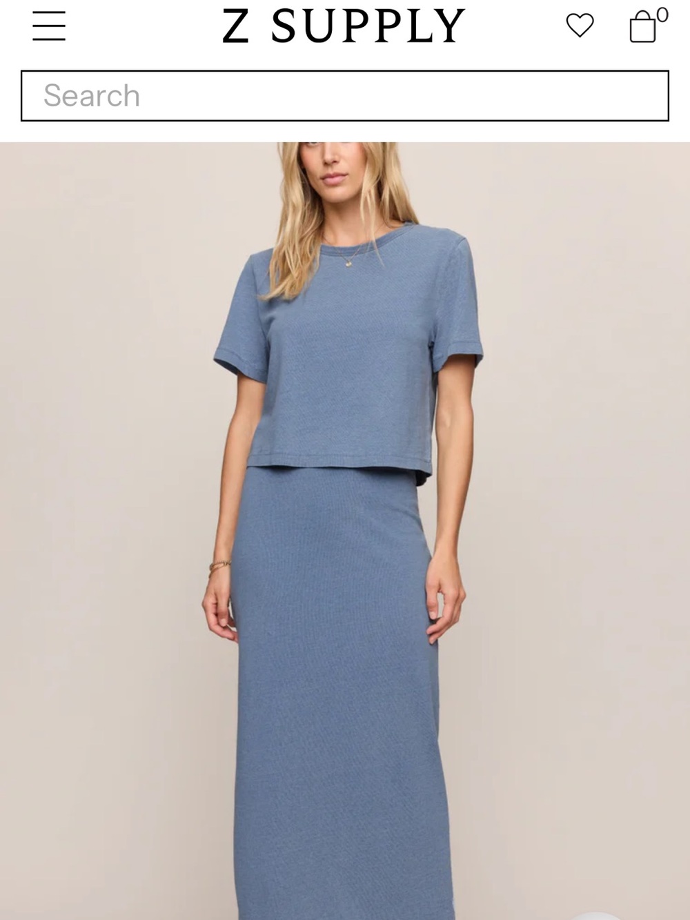 Z Supply Dusty Blue Tee & Dress Set - Size Large